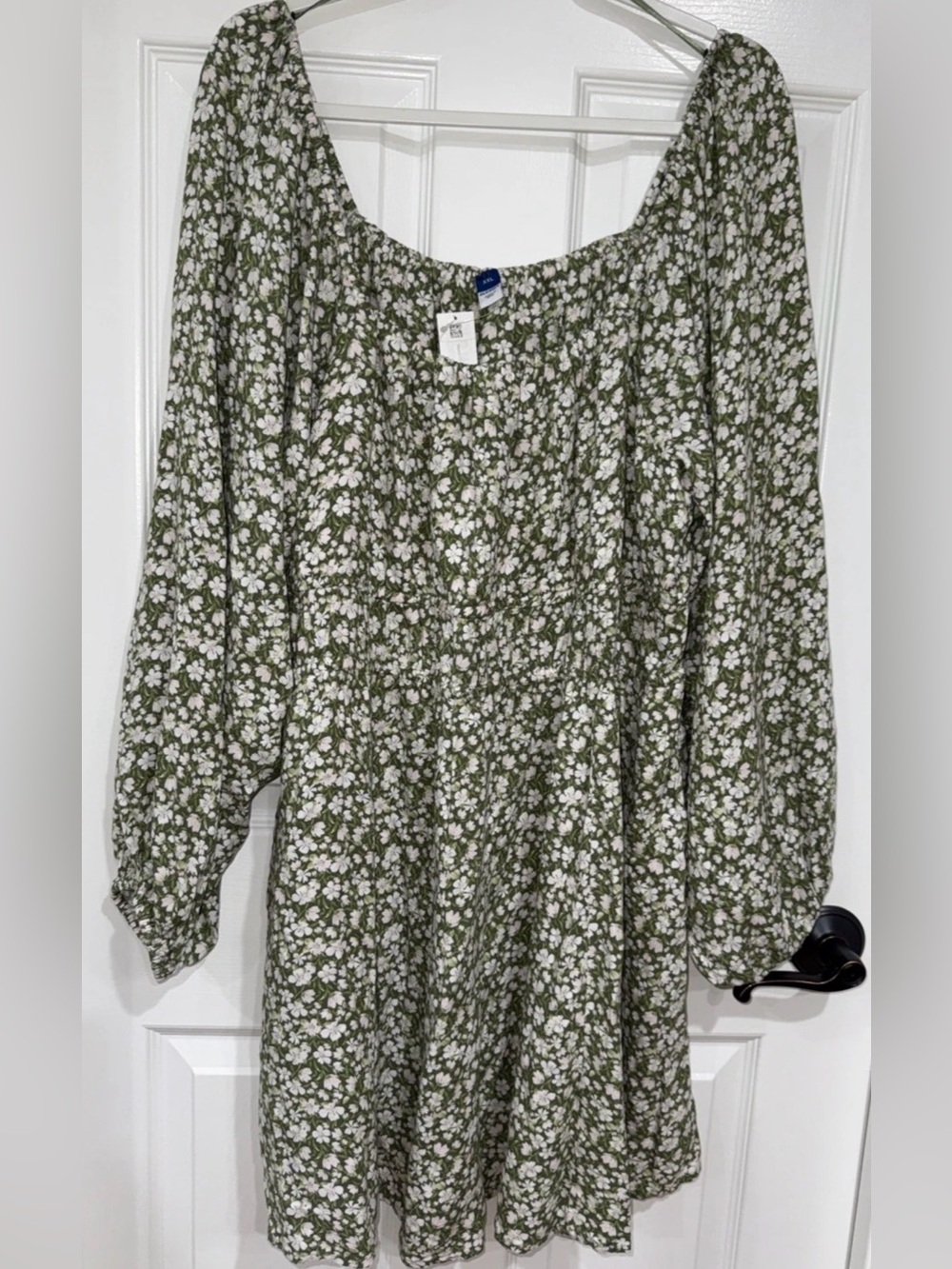 Old Navy XXL Short Peasant Boho Cottagecore Dress Green Floral NWT